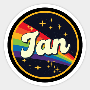 Ian // Rainbow In Space Vintage Style Sticker
